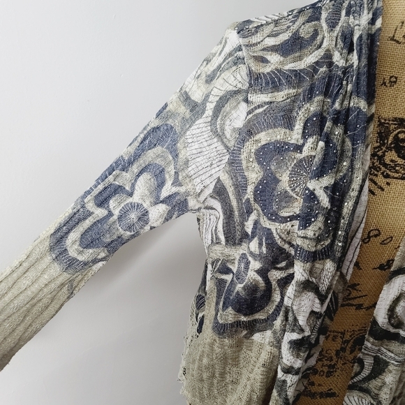 Chico's Felicity Cardigan Floral Lace Open Front Green - Picture 3 of 11